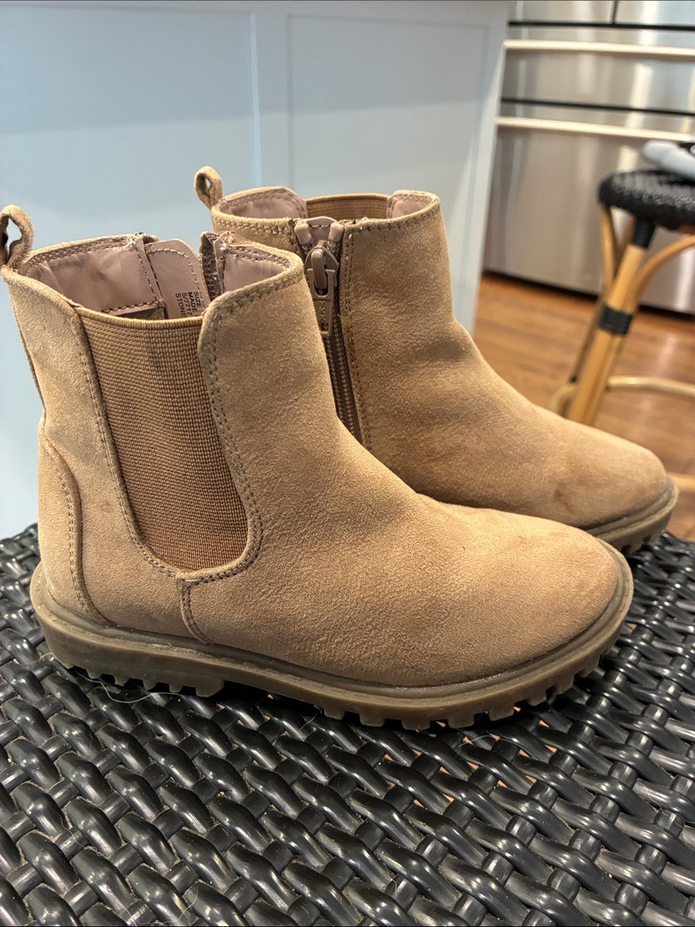 GAP Kids Tan Suede Chelsea Boots with Side Zipper